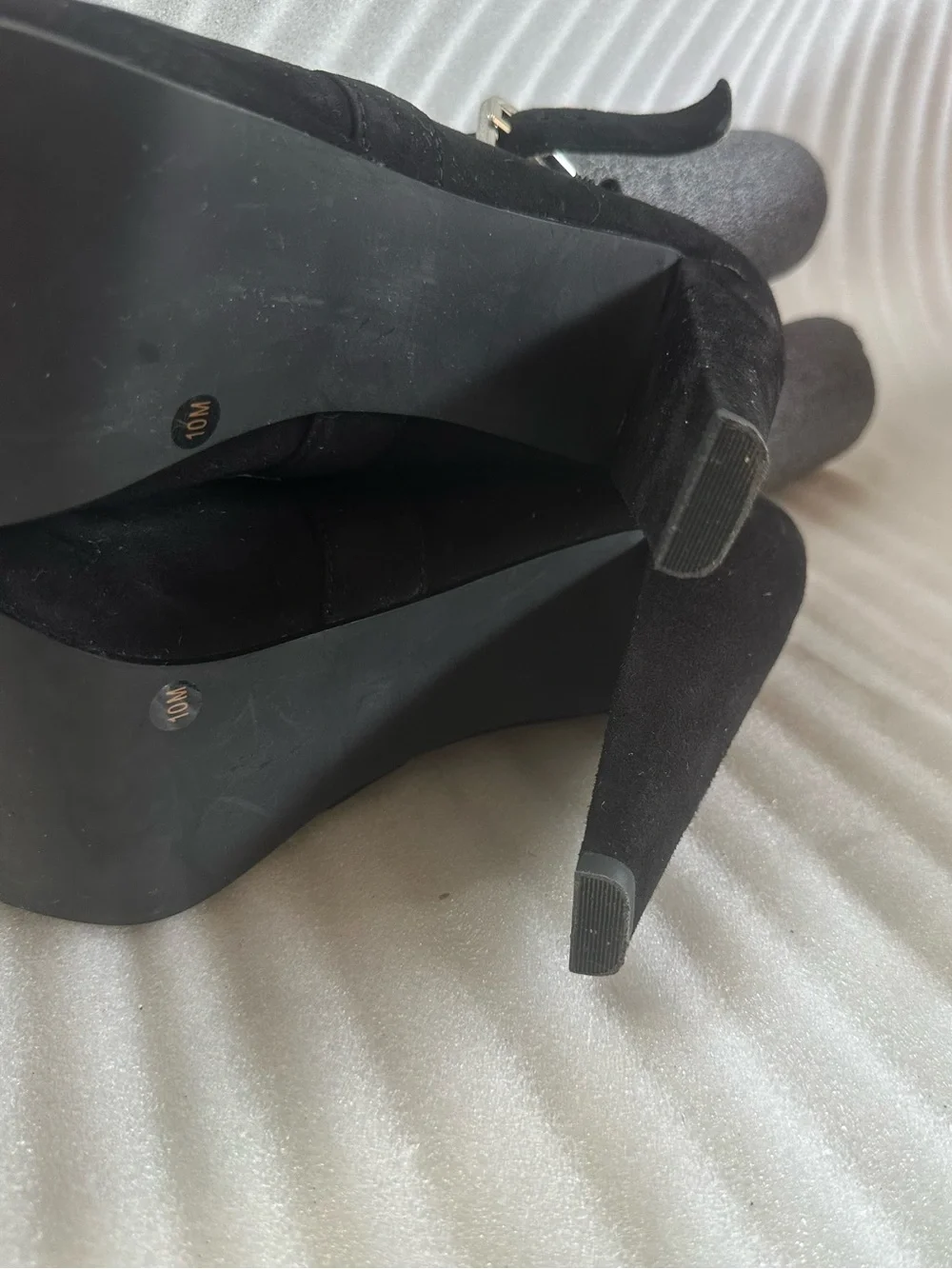 Michael Kors Black Suede Mary Jane High Heels with Buckle